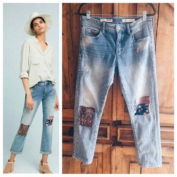 Pilcro & The Letterpress Anthropologie Patchwork Jeans NWT - Picture 2 of 11